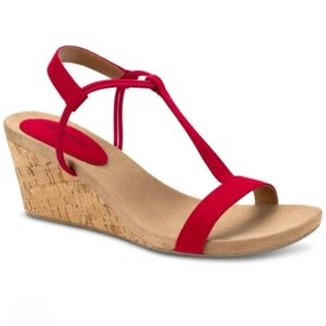 Red Strappy Mulan Wedge Sandals By Style & Company